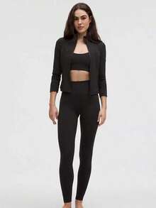 Lululemon Define Cropped Jacket Nulu Black-For Yoga Gym Running-Sweat-Wicking-Yoga-All Seasons Sport-Spring/Summer-Autumn/Winter-Back To School- Valentine's Day Gift - 黑色 - 查看 2