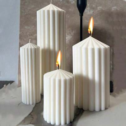 Molde de vela cilíndrica a rayas 3D, molde de silicona en forma de cono cilíndrico a rayas para hacer velas perfumadas, molde de incienso en pilar, manualidades de velas DIY, jabón, moldeado de resina, artesanía de arcilla, decoración del hogar
