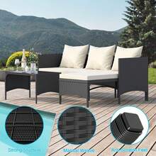 GartistGo 3 Pieces Outdoor Patio Furniture Set, Wicker Rattan Patio Seating Sofas With Coffee Table And Cushions - Black - View 5