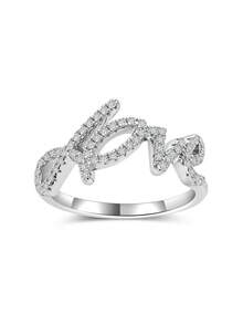 1pc S925 Sterling Silver 0.313CT Moissanite Love Letter Design Ring, Wedding/Engagement/Daily Wear Gift For Women - Multicolor - View 6