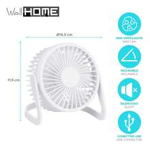 Well Home USB Table Fan Ø14.5x11.5cm In Matte White - White - View 2