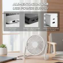 Well Home USB Table Fan Ø14.5x11.5cm In Matte White - White - View 3