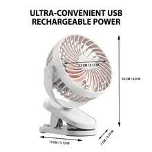 1个夹式风扇，迷你便携式夹式风扇，可夹在床上，可立放、夹住或悬挂，小巧而强劲，3档风速，7000mAh可充电夹式风扇，360°旋转桌面风扇，适用于家庭、办公室、旅行、婴儿车、露营等多种场景。 - 白色 - 查看 10