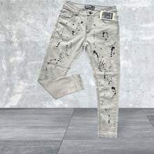 Men's Player Jeans, All Spring/Autumn Skinny, Pocket, Zipper, Halloween, Christmas, All - 灰色 - 查看 10