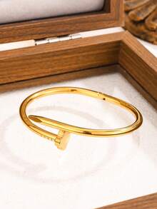 5pcs/Set New High-Quality Minimalist Elegant Luxury Bracelet, Women's Titanium Steel Material High-End Fashion Bracelet - Gold - View 2