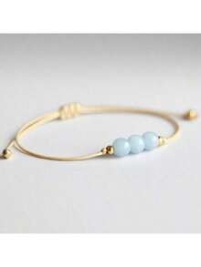 1pc Blue Agate Bracelet, Women's Bracelet, Blue Agate Bracelet, Healing Crystal Bracelet, Beaded Bracelet, Stress Relief Bracelet, Blue Agate Jewelry - Blue - View 1