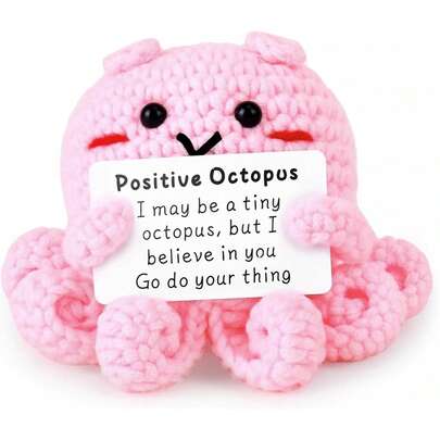 A Handmade Pink Octopus Wool Knitted Item, Accompanied By An Inspirational Message Card, Is An Encouraging Gift Suitable For Women, Men, Boyfriends, Girlfriends, Wives, Or Husbands.