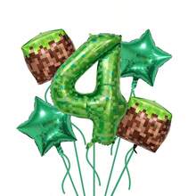 Set de 5 globos con números de temática de juego de píxeles, adecuado para fiestas y celebraciones de cumpleaños, decoración de pared - 1 - Ver 6