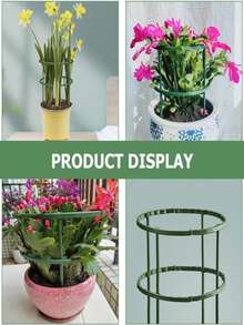 Garden Plant Support Stakes Plastic Semi-Circular Ring Cage Flower Pot Climbing Flower Rack Peony Flower Stand, Green Plastic Plant Cage And Support - Multi-Layer Double-Layer Garden Flower Rack, For Climbing Vines, Christmas Cactus, Pothos - Anti-Leaf Drop Protection, Plastic Orchid And Sunflower Support Rods - Anti-Fall Plant Support, With Green Crab Claw Design, Suitable For Indoor And Outdoor Garden Plant Care, Garden Plant Support - Plant Support - View 3