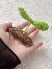 2个装女士针织绿色叶子发夹，创意3D可爱刘海夹 - 綠色 - 查看 4