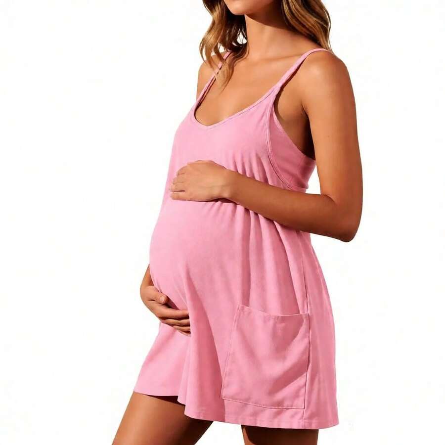 Maternity Dress Women's Workout Dress Suit - Fitness Casual Mini Dress With Built-In Shorts, Sleeveless Style And Spaghetti Straps For Golf And Athletic Activities Maternity Clothes Khaki Dress,Fall Summer Short Dress,Fall Women Outfits,Office Wear,Work Women Dresses,Homecoming ,Teacher Clothes(Breathable, Comfortable, Stylish) - Hồng - Xem 1