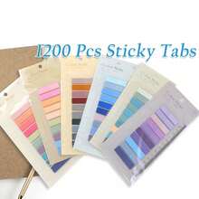 200pcs/Set Reusable Semi-Transparent Self-Adhesive PET Memo Pads, Suitable For Binders And Indexes - Multiple Styles - View 1