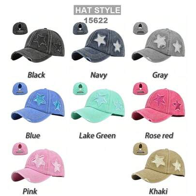 Polyester Five-Pointed Star Baseball Cap, Multi-Color