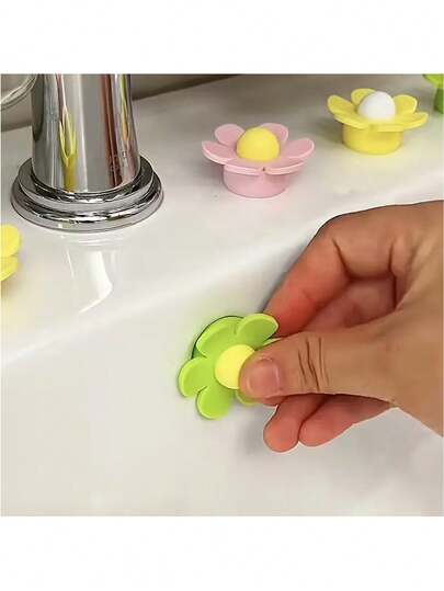 1/3pcs Silicone Sink Overflow Hole Plug - Flower Shaped Overflow Stopper, Durable, Easy To Install, Suitable For Kitchen And Bathroom Sinks, Prevent Overflow And Clogging (Fits 2cm/0.78in Drain Hole), Kitchen Supplies, Kitchen Accessories, Kitchen Tools