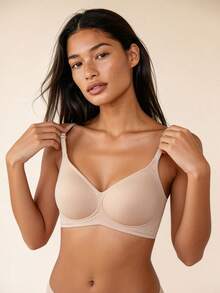 Lilivine Striped Comfortable Wireless Push Up Bra, Prevent Drooping And Lift Underarm Fat Lingerie - Apricot - View 1