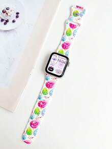 1pc Easter Watch Strap,Egg & Bunny Pattern Silicone Watch Strap Compatible With Apple Watch Band Strap 38mm 40mm 41mm 42mm 44mm 45mm 49mm (S10 42)Mm (S10 46)Mm, Fashionable Soft Silicone Sports Watch Strap Bands Compatible With Iwatch Series 11 Ultra 3 SE3 Ultra 2 S10 SE2 9 8 7 SE 6 5 4 3 2 1, Thanksgiving,Easter Gift. - Multicolor - View 3