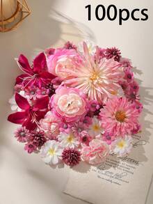 50pcs Artificial Flower Heads, Assorted Sizes, Daisy Flowers, Suitable For Wedding Crafts, Home Decor, Party Decoration - Hot Pink - View 14