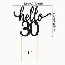 1 chiếc phụ kiện trang trí bánh kem lấp lánh "Hello 30/40/50" - Chúc mừng 30/40/50 năm, trang trí bánh kem tuyệt vời cho tiệc cưới, kỷ niệm. - Xem 19