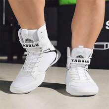 Giày đấu vật chuyên nghiệp nam, giày đấm bốc cổ cao, giày tập luyện võ thuật, Muay Thai, thể dục, kickboxing. - trắng - Xem 7