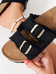 Sandalias de plataforma con punta abierta, cómodas y versátiles, de suela gruesa y estilo retro, ideales para uso casual y al aire libre en primavera y verano - Negro - Ver 8