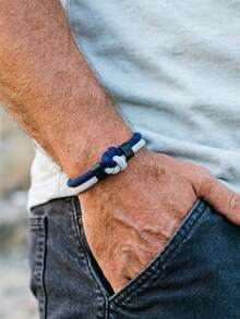 diffone 时尚手工编织绳手链吊坠花朵设计男士磁性酷炫饰品 - 男士磁扣手繩手鐲 - 查看 2