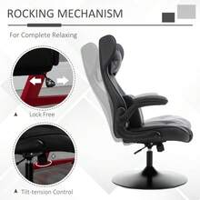 Video Game Chair With Lumbar Support Racing Style Home Office Chair Computer Chair With Swivel Base Flip-Up Armrest And Headrest Black - Black - View 7