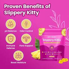 KITTYQUEEN Slippery Kitty Feminine Probiotic And Moisture Gummies, Pineapple Flavor, Women's Probiotic Gummies For Vaginal Health, PH Balance, Odor Control, Flora Support And Moisture Boost, 60 Count Vitamins Supplements Chlorophyll Creatina Monohidratada Vitamins Probiotics For Women Protein Powder Quick Ship Items  Creatina Colageno - 60抽 - 查看 2
