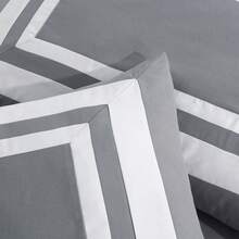 Wyatt 7-Piece Square Pattern Hotel Style Bed In A Bag Comforter Set With Bed Sheets - Gray/White - View 3