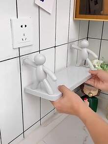 No-Drill Wall Mounted Shelving Unit, Bathroom Cosmetics Organizer Rack, Kitchen Storage Shelf, Adhesive Easy Install - Multicolor - View 9