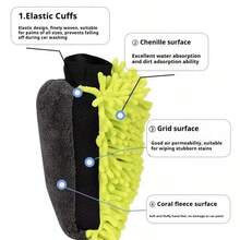 Microfiber Car Wash Gloves, Scratch-Resistant, Foam-Rich, Highly Absorbent, Double-Sided, Suitable For Car Washing, Car Wash Accessories - Car Wash Gloves - View 9