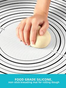 1 件装黑色硅胶揉面垫，带刻度，超大不粘糕点垫，防滑擀面垫，适用于厨房烘焙 - 黑色 - 查看 4