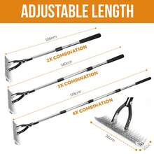 Crystals Stainless Steel Thatch Rake Curved Teeth Lawn Rake Adjustable Garden Tool - Leveling Rake - View 3