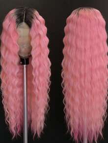 Ombre Light Pink With Dark Roots 13x4x1 HD Transparent Deep Wave Lace Front Wigs Human Hair Pre Plucked With Baby Hair T Part Human Hair Wigs For Women Ombre Baby Pink 250 Density Deep Curly Glueless Wigs Human Hair - Tóc chân tóc và kiểu ombre - Xem 2