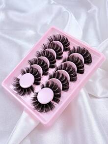 6 Pairs D Curl Russian Strip False Eyelashes Small Size Easy To Carry Dramatic Look Fluffy Faux Mink Lashes Volume Wispy Long Foxy Eye Lifting Look Fake Eyelashes Suitable For Beauty Lovers - Black - View 7