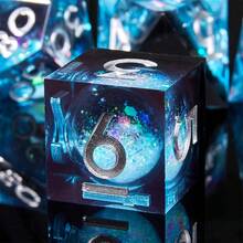 7pcs Set Liquid-Filled Translucent Dual-Color Glitter Dice Set, With Sharp Edges - Cosmic Design, Ideal For Role-Playing Games And Board Games, Perfect For Halloween And Christmas Gifts - Multicolor - View 6