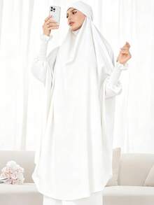 2pcs Muslim Women's Prayer Dress Set, Long Sleeve Loose Robe, Prayer Headscarf, Suitable For Festivals - 彩色 - 查看 4