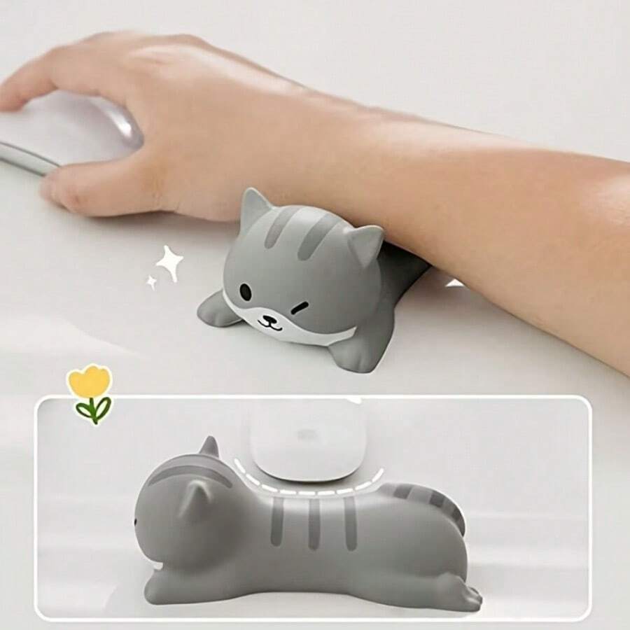 Cute Slow-Rising PU Wrist Rest - Ergonomic Cat-Shaped Mouse Pad For Office & Desk - View 1