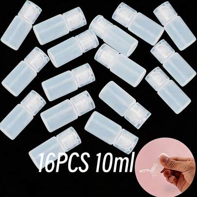 1/4/8/16 قطعة زجاجة ضغط قابلة لإعادة الاستخدام سعة 10مل، مصنوعة من بلاستيك غير قابل للكسر، تصميم محكم لمنع التسرب، مناسبة للكريمات والمطهرات اليدوية، حاوية متعددة الوظائف محمولة
