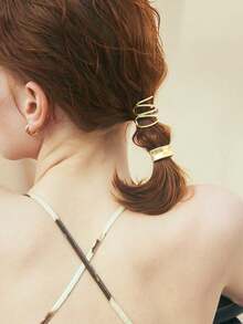 2pcs/Set Women's Gold Fashionable Ponytail Clips - Gold - View 2