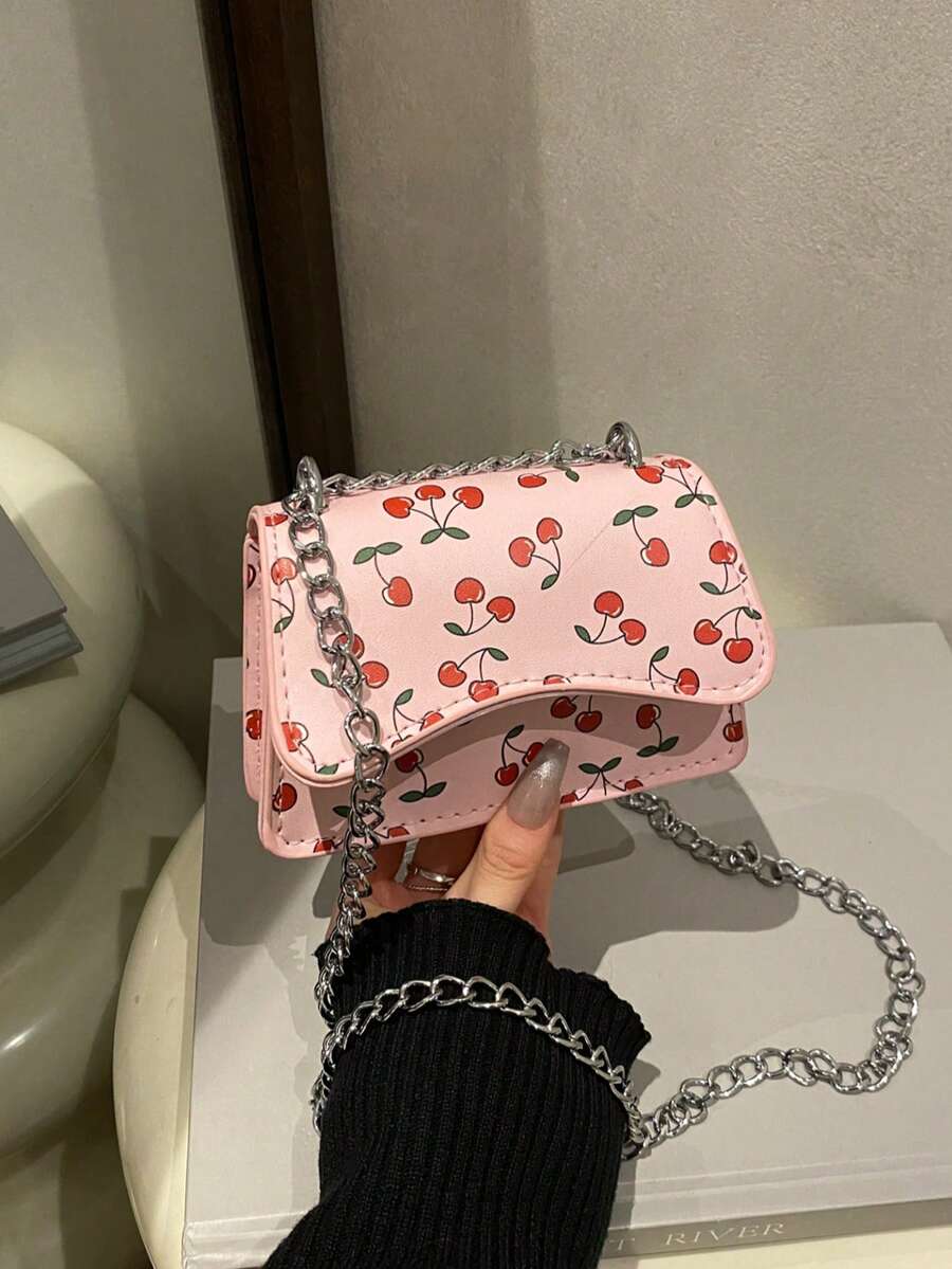 2025新款女士迷你手提包，轻便便携翻盖纯色小包，单肩斜挎包 - 粉色 - 查看 1