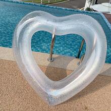 1 pieza Anillo inflable de natación transparente con forma de corazón, adecuado para adultos, fiesta en la piscina y ocio en la playa, regalo para despedida de soltera, decoración de boda, esenciales de playa, accesorios de playa, flotador de piscina - Donación de amor - Ver 4