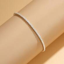Minimalist Silver Chain Bracelet, Shiny Korean Style Silver Bracelet, Elegant & Versatile Daily Wear - Multicolor - View 6