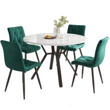 Dining Table & Chair Sets - Black White + Green + MDF+Steel - View 3