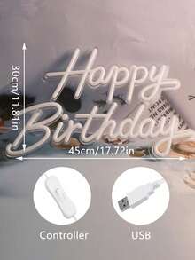 1pc Happy Birthday LED Neon Sign, Holiday Wall Decor, Home Party & Dorm Room Decoration, USB Powered, Ideal For Birthday Party Theme - Happy Birthday Light Board - View 10