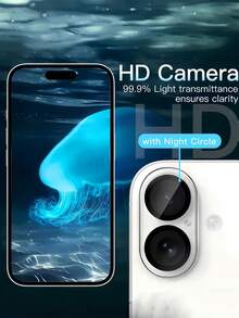 3 piezas Película protectora de vidrio templado de 9H de cobertura completa para la cámara compatible con iPhone 17 Pro Max, 17 Air, 16 Pro Max Plus, 15 Pro Max, 14 Pro Max, 13 Pro Max, 12 Pro Max, 11 Pro Max, anti-arañazos y anti-caídas, compatible con fundas de teléfono - transparente - Ver 2