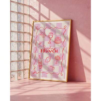 "1pc Pink Sunday Brunch Theme Print | Stylish Food Wall Decor"