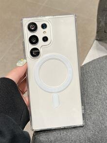 Minimalist High-Definition Transparent Magnetic Wireless Charging Phone Case Compatible With Samsung Galaxy S26Ultra S26Plus S25Ultra S24Ultra S23Ultra S22Ultra S25 S24 S23 Plus A57 A56 A55 Simple Clear Acrylic Hard Back Cover - Clear - View 4