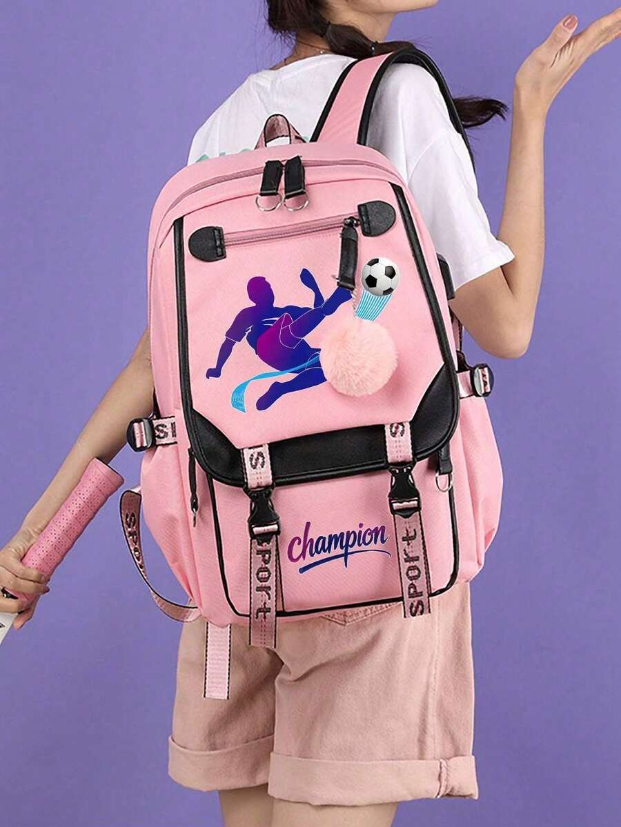 Ba lô in hình nhà vô địch bóng đá, ba lô dung tích lớn, túi du lịch bằng polyester đạt chuẩn TSA có khóa kéo, kiểu dáng nữ sinh thời trang dành cho học sinh trung học cơ sở và trung học phổ thông, thiết kế công chúa dễ thương, đồ dùng học tập thiết yếu cho năm học mới, đồ dùng văn phòng phẩm. - Nhiều màu - Xem 1