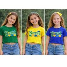 Cropped Oversized T-Shirt For Children 2 To 15 Years Old - BRAZIL / WORLD CUP! - 巴西綠心 - 查看 4