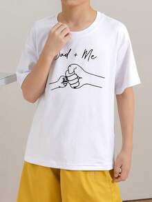 Camiseta casual para niño preadolescente, con cuello redondo, estampado y mangas cortas en color blanco para el verano - Burdeos - Ver 10